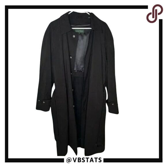 Ralph Lauren Black Trench Coat in Size 40R - Picture 1 of 15